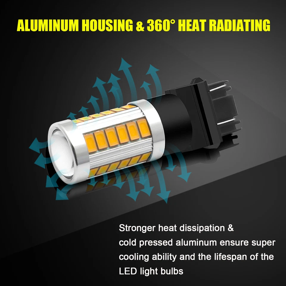 LED 3157 Intermitente de señal de giro Aparcamiento Marcador lateral Bombilla Ámbar Amarillo 3000K Foto 3 de 4