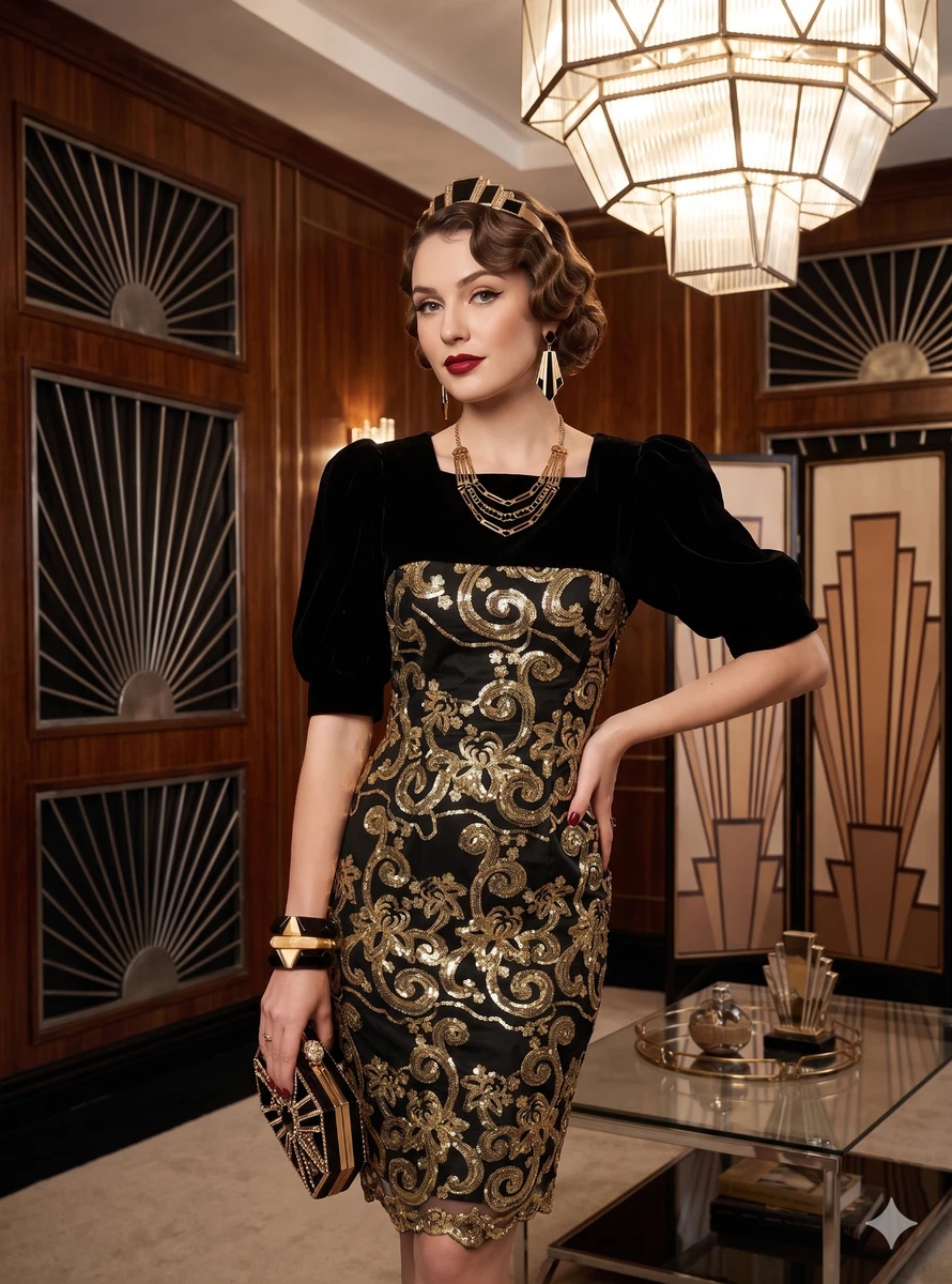 Jessica McClintock Black Velvet Vintage Dresses for Women for sale