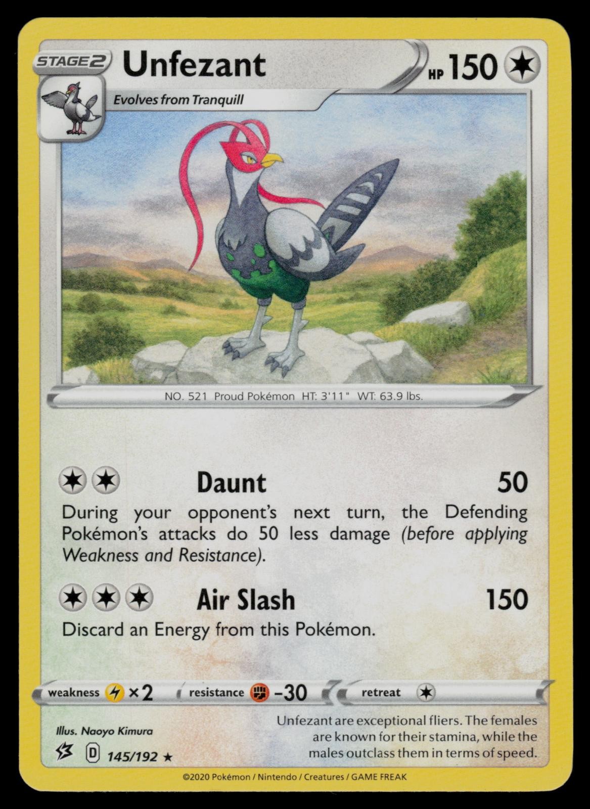 Unfezant 145/192 Rare Rebel Clash Pokemon Lightly Played