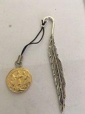 Aureus Of Ceasar Coin WC81 Gold Fine English Pewter On A FEATHER Bookmark