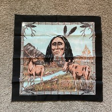 Vintage 90's Native American Bandana USA Made RN 16463 Motorcycle Handkerchief