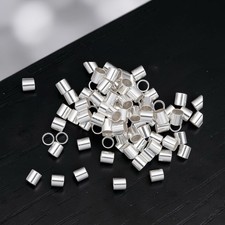 500 Silver Brass Crimp Tubes 2x2mm Bulk Crimp Beads Jewelry Beading Findings