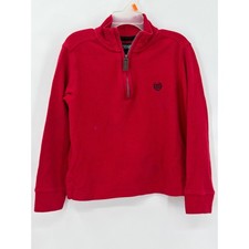 Chaps Boys Red Ribbed Quarter Zip Pullover Sweater Size 4 Cotton Long Sleeve