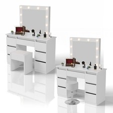 Schminktisch LED Licht Spiegel Schubladen Stauraum Regal Modern Make-Up Juskys®