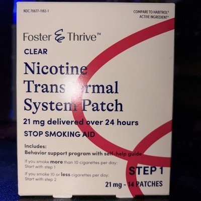 Foster & Thrive Nicotine Transdermal System Patch 21mg 14 Patches Exp. 04/27
