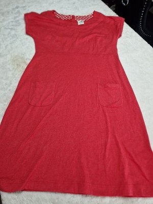 Damen Weird Fish Kurzarm Florida Bio Baumwolle Jersey Kleid in Rot