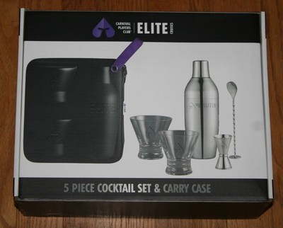 NEW Carnival Cruise Elite Casino Players Club 5 Piece Cocktail Set & Carry Case