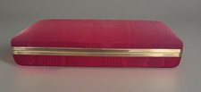 Sateen Jewelry Box Clamshell Mirror Travel Case Velvet Like Lining Preowned