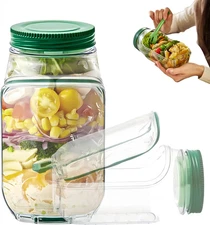 Portable Reusable Salad Jar with Side Opening and Leakproof Seasoning Layer