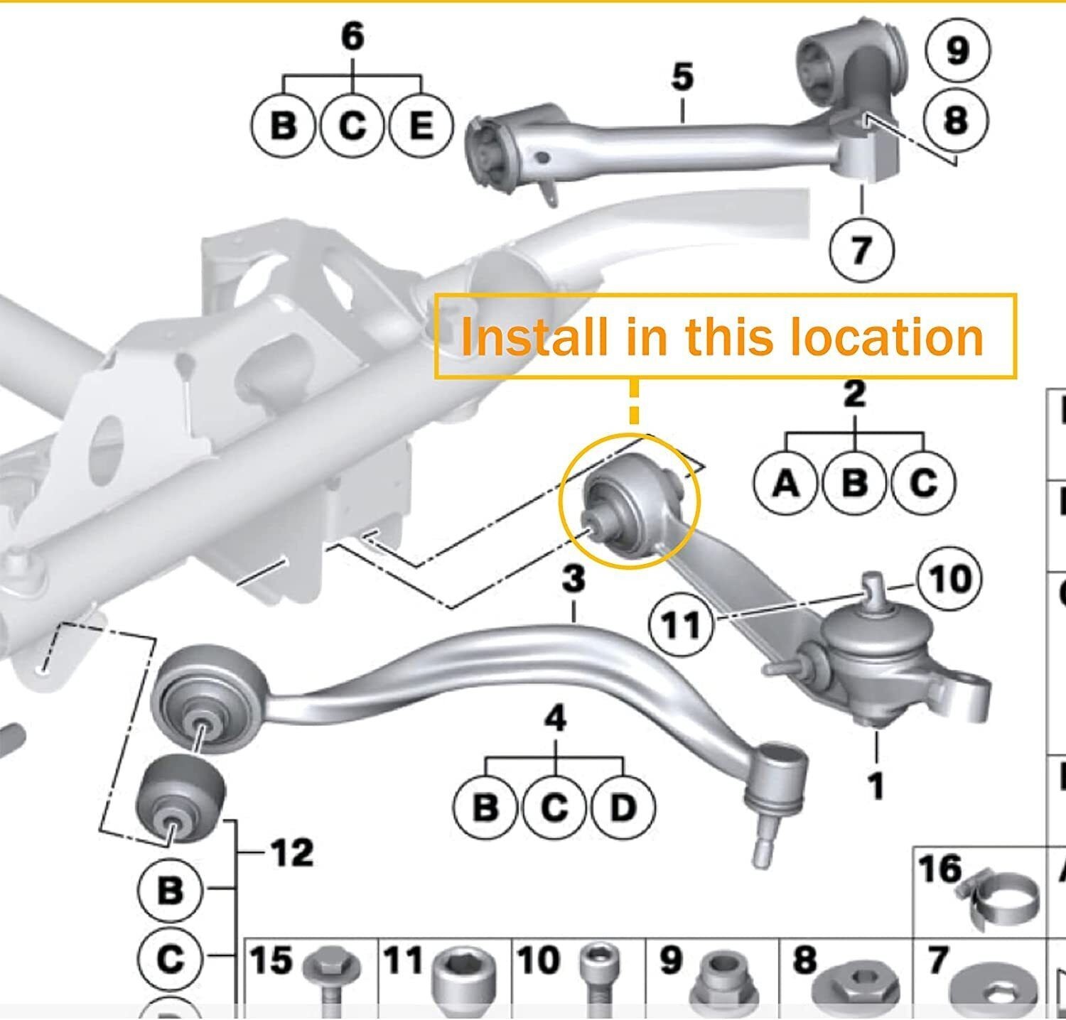 For Rolls-Royce Phantom front lower control arm straight arm bushing 31122180523