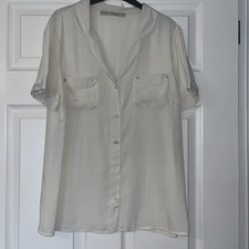 Next Ladies Cream Satin Blouse - Size 16 