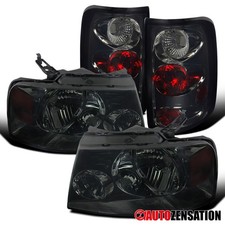 Fit 2004-2008 Ford F150 Styleside Smoke Headlights+Rear Tail Lamps Left+Right