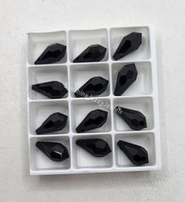 2 or 12pc Swarovski Crystal Jet Black Teardrop 6000 Pendants; 11mm, 13mm, 15mm
