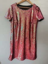 BNWT Simply Be Size 14 Pink Sequin Shift Dress Sparkle Party Outfit