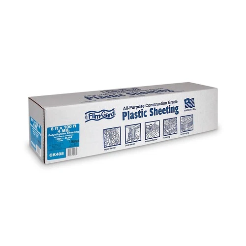 Film-Gard 625904 Clear Polyethylene Plastic Sheeting 100 L x 8 W ft. - Picture 2 of 11