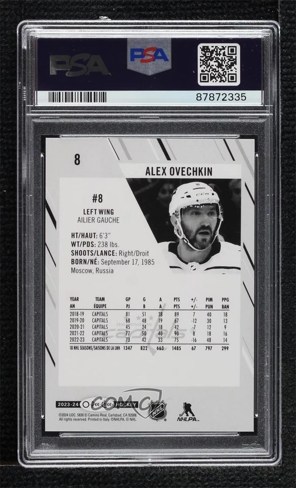 2023-24 O-Pee-Chee Close Up Photo Variation Alex Ovechkin #8 PSA 10 GEM MT - Image 2 of 2