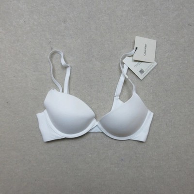 Calvin Klein Push Up Plunge BH Weiß 30C Damen Unterwäsche Neu Etikett