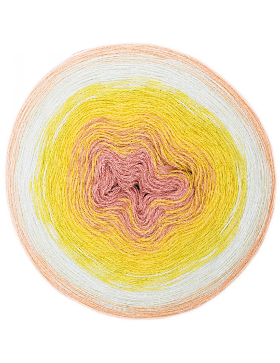 Pelote Creative wool dégradé Rico Design super 6 en saumon-vert pour tricot