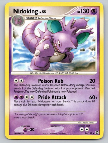 2007 POKEMON NIDOKING SECRET WONDERS 34/132 R NM A77522 FREE S&H