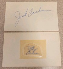STEVE & JACK CARLSON SIGNED 3x5 INDEX CARD NHL AUTOGRAPH AUTO SLAPSHOT MOVIE