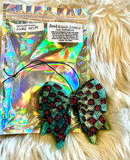 Green  Red Bow Car Freshie Black Cherry Scent Air Freshener