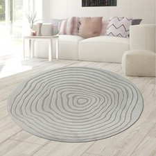 Tapis rond gris vagues 3D doux et moderne pour salon