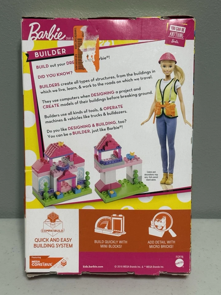 Barbie Constructor de Construcción 50 Piezas de Construcción Sombrero Duro Libros de Trabajo Chaleco de Alta Visibilidad Foto 3 de 4