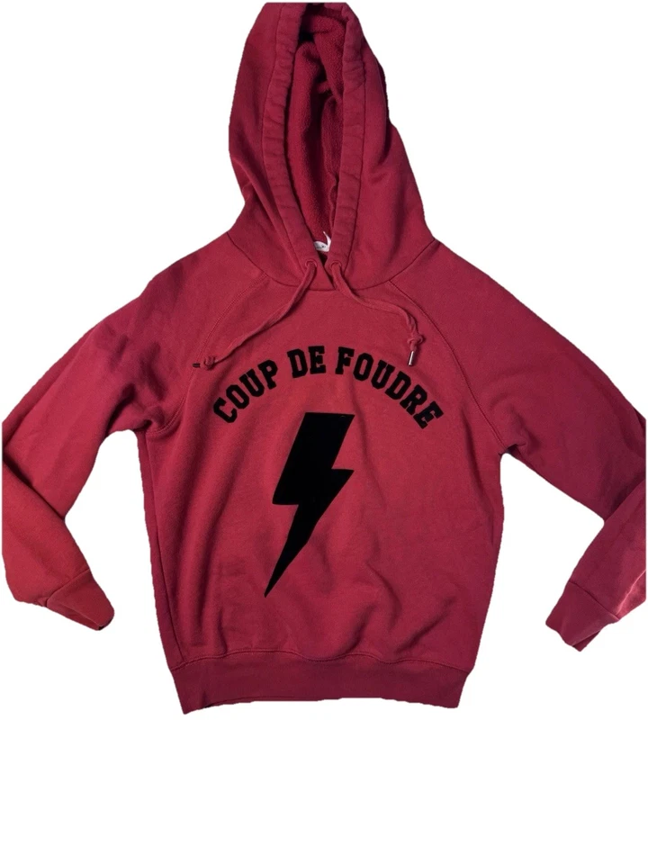 ОПРАВА XS красный купе de Foudre молнии болт толстовка с капюшоном графический хлопок флис - Изображение 2 из 4