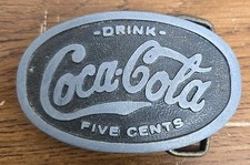 Vintage Coca-Cola Brass Belt Buckle  "Drink Coca-Cola"  Five Cents