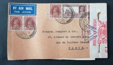 Timbre Sur Enveloppe. India Postage. Past By Censor. 1940. Par Avion. Dest Paris