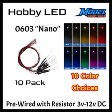 10 Pack Leds Nano 0603 Pre-wired Resistor Smd Led 3-12 Volt Dc Choose Color