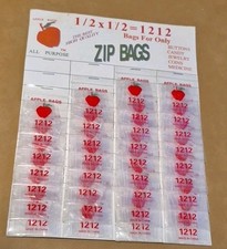 Apple Bags 1212 NEW Original Card Incomplete Zip 1/2 Small Button Bag