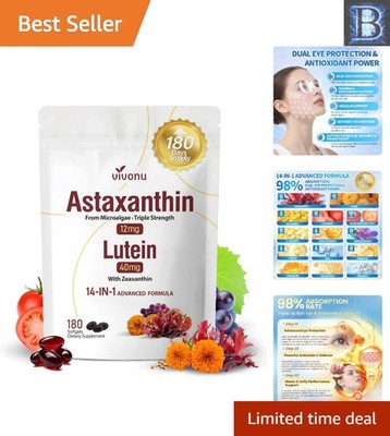 Natural Antioxidant Blend: Astaxanthin & Lutein for Skin & Eye Care 180 Softgels