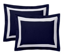 Navy Blue Dual Tone Pillow Sham Set of 2, Queen 20x30, Solid
