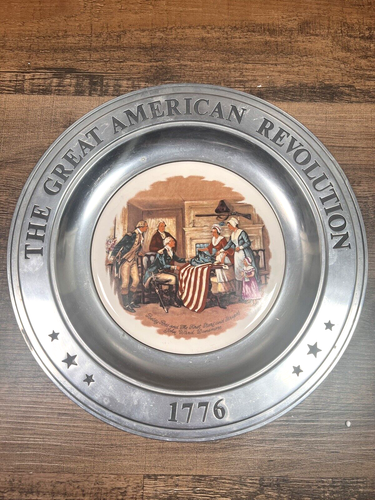 The Great American Revolution 1776 "Betsy Ross Presents Flag" Pewter Plate 10.5"