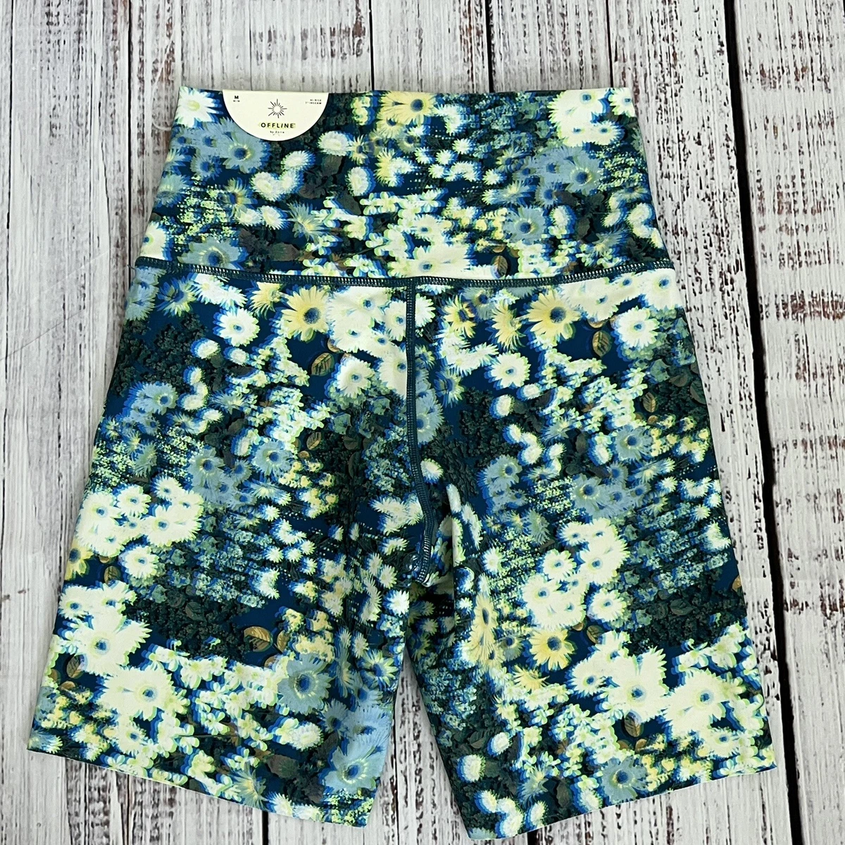 Offline by Aerie Size M Mid Rise Bike Shorts Floral Leaves