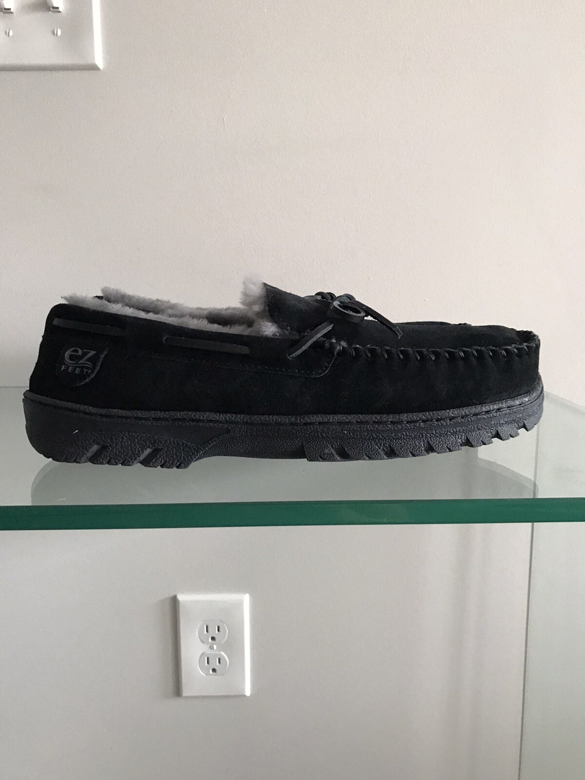 SAOLA NUOVE PANTOFOLE MOCASSINO UOMO EZ FEET SCAMOSCIATE SHEARLING SUOLA RIGIDA TAGLIA 11