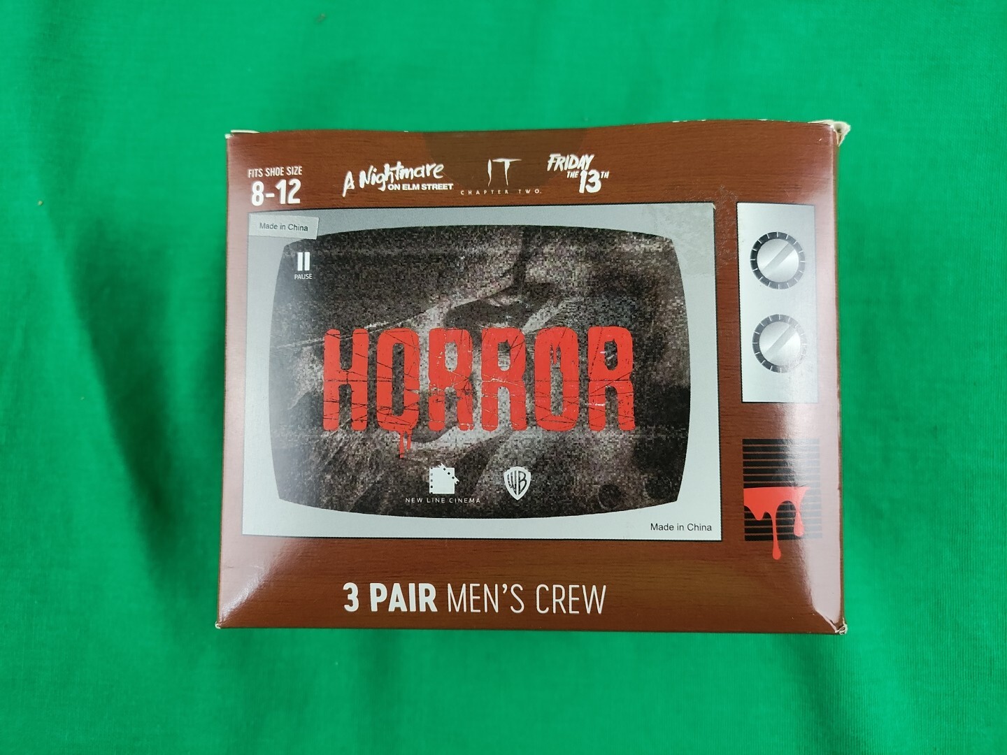 Horror Men's 3-Pack of Crew Socks with Novelty Gift Box, Siz