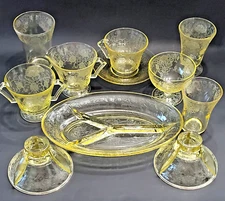 Vintage Depression Glass Hazel-Atlas Florentine Yellow 2 Poppy Retired Lot