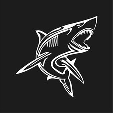 Detailed shark Vinyl Decal Waterproof Boat car Sticker