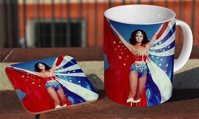 Wonder Woman Lynda Carter erstaunlich - Kaffee-/Teebecher + passender Untersetzer