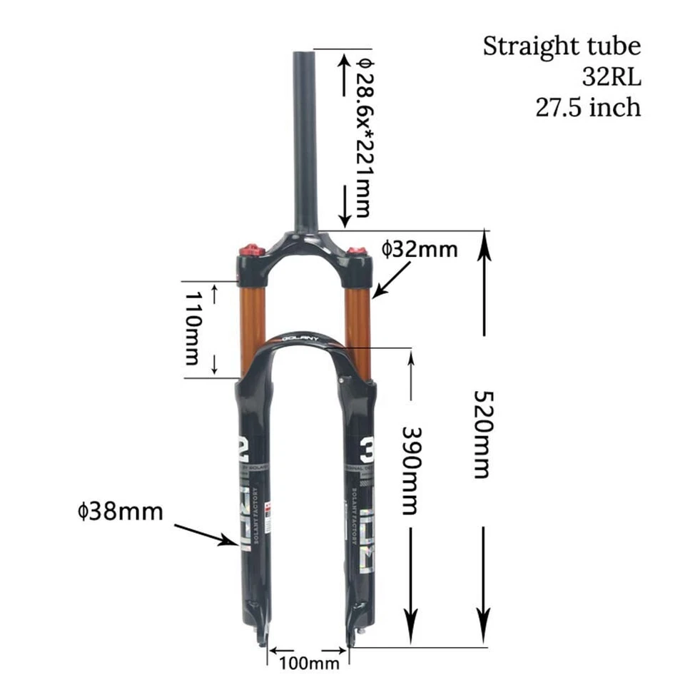 MTB Bike Front Fork 26 27.5 29er Mountain Bike 9*100mm Air Fork Disc Brake Bike - Image 3 of 4