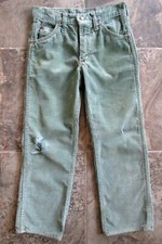 Vintage Lee Youth Kids Pants Green Corduroy 8 23x21 Straight Leg Distressed Worn
