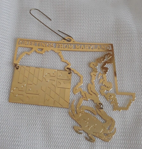 Greetings from Maryland Souvenir Ornament Nations Treasures 24kt Gold Finish - Picture 5 of 16