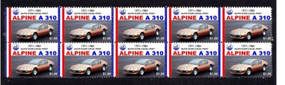 ALPINE A310 AUTO ICONS STRIP OF 10 MINT CAR STAMPS 3