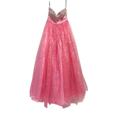 LA Merchandises Pink Sequin Full Skirt Long Formal Prom Dress Size Large