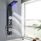 Stainless Steel Shower Panel Tower System LED Rainfall&Waterfall Massage Body