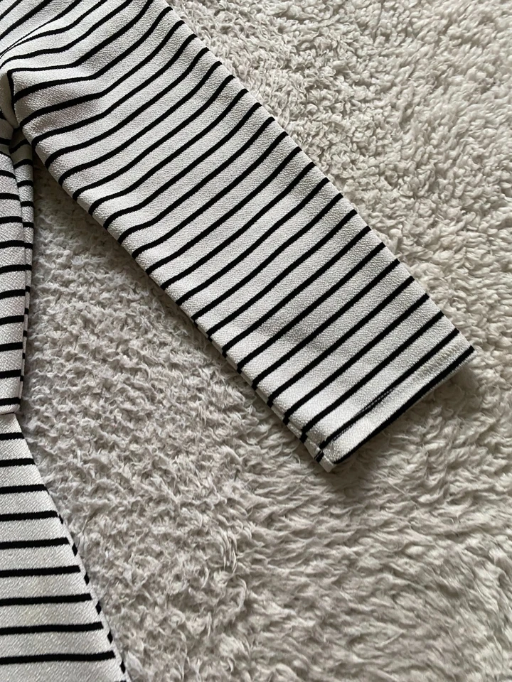 Blusa blanca de la Casa Blanca Mercado Negro para mujer 1/4 cremallera a rayas manga 3/4 talla S Foto 3 de 4