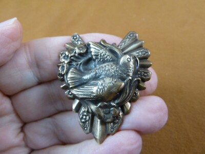 b-bird-1152 flying DOVE Love bird Songbird flower floral brass pin pendant birds