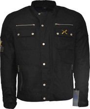 Motorradpanzerung Baumwolle gewachst Biker gefütterte Gürteljacke schwarz